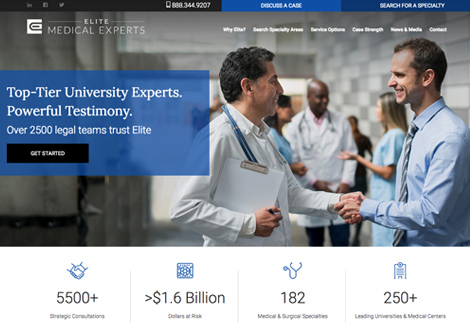 Website screenshot of elitemedicalexperts.com